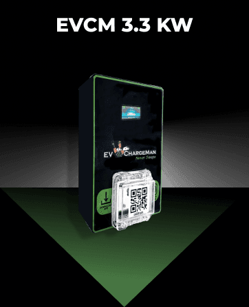 EVCM 3.3 Kw AC EV charger with 3.3 kW output rating, featuring advanced power management and smart connectivity for commercial EV charging stations in India