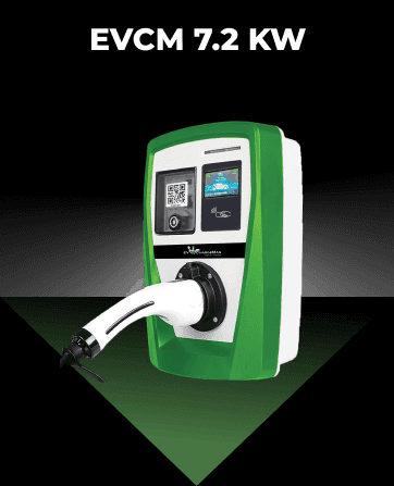 EVCM 7.2kW AC EV charger with 7.2 kW output rating, featuring advanced power management and smart connectivity for commercial EV charging stations in India
