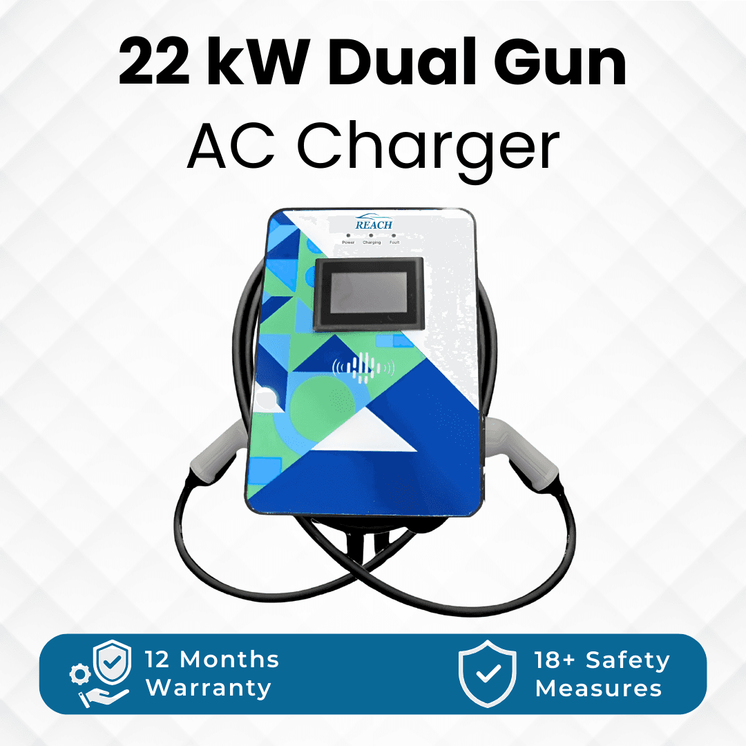 REACH 22 kW Type-2 Dual Gun AC EV Charger AC EV charger with  kW output rating, featuring advanced power management and smart connectivity for commercial EV charging stations in India