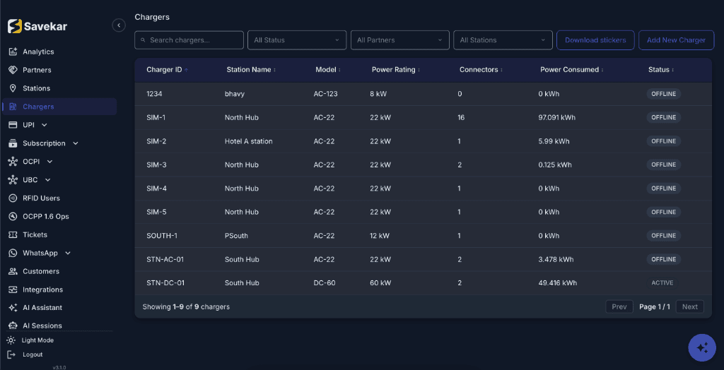 Savekar CMS Chargers Management Screenshot