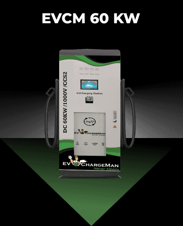 EVCM 60kW DC EV charger with 60 kW output rating, featuring advanced power management and smart connectivity for commercial EV charging stations in India